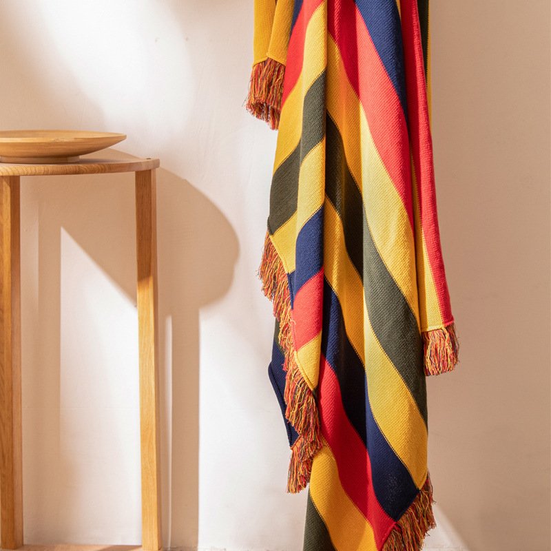 Throw Blanket - Linear Fringe Knit — product view 3