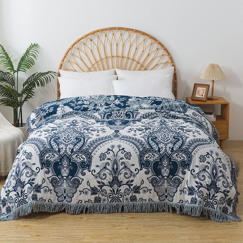 Throw Blanket - Blue Vine Cotton — product view 7