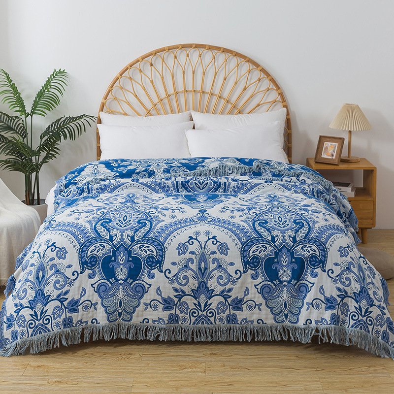 Throw Blanket - Blue Vine Cotton — product view 1