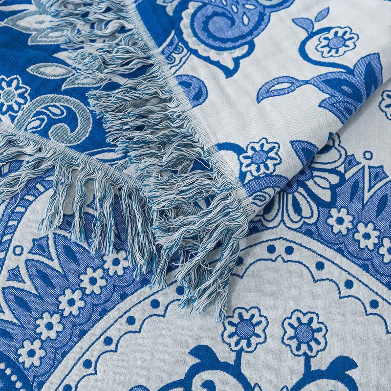 Throw Blanket - Blue Vine Cotton — product view 3